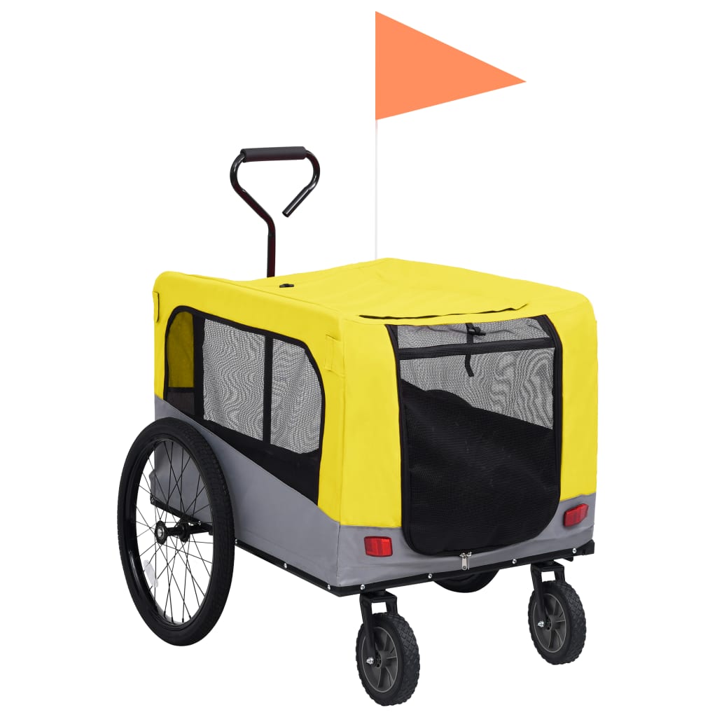 Fietstrailer en hondenwagen 2-in-1 geel en grijs is nu te koop bij PeponiXL, paradijselijk wonen!