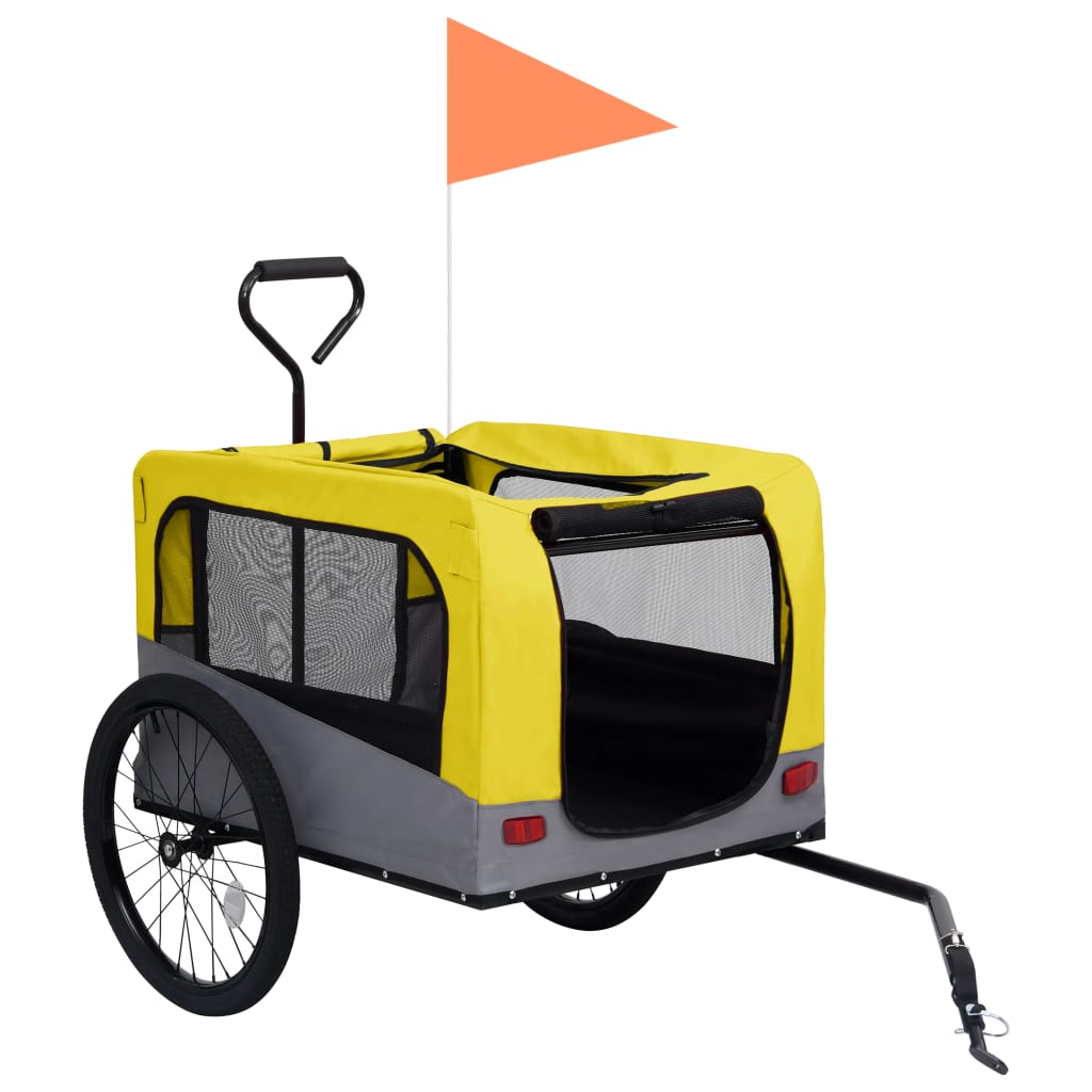 Fietstrailer en hondenwagen 2-in-1 geel en grijs is nu te koop bij PeponiXL, paradijselijk wonen!