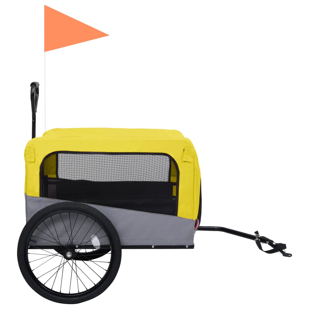 Fietstrailer en hondenwagen 2-in-1 geel en grijs is nu te koop bij PeponiXL, paradijselijk wonen!