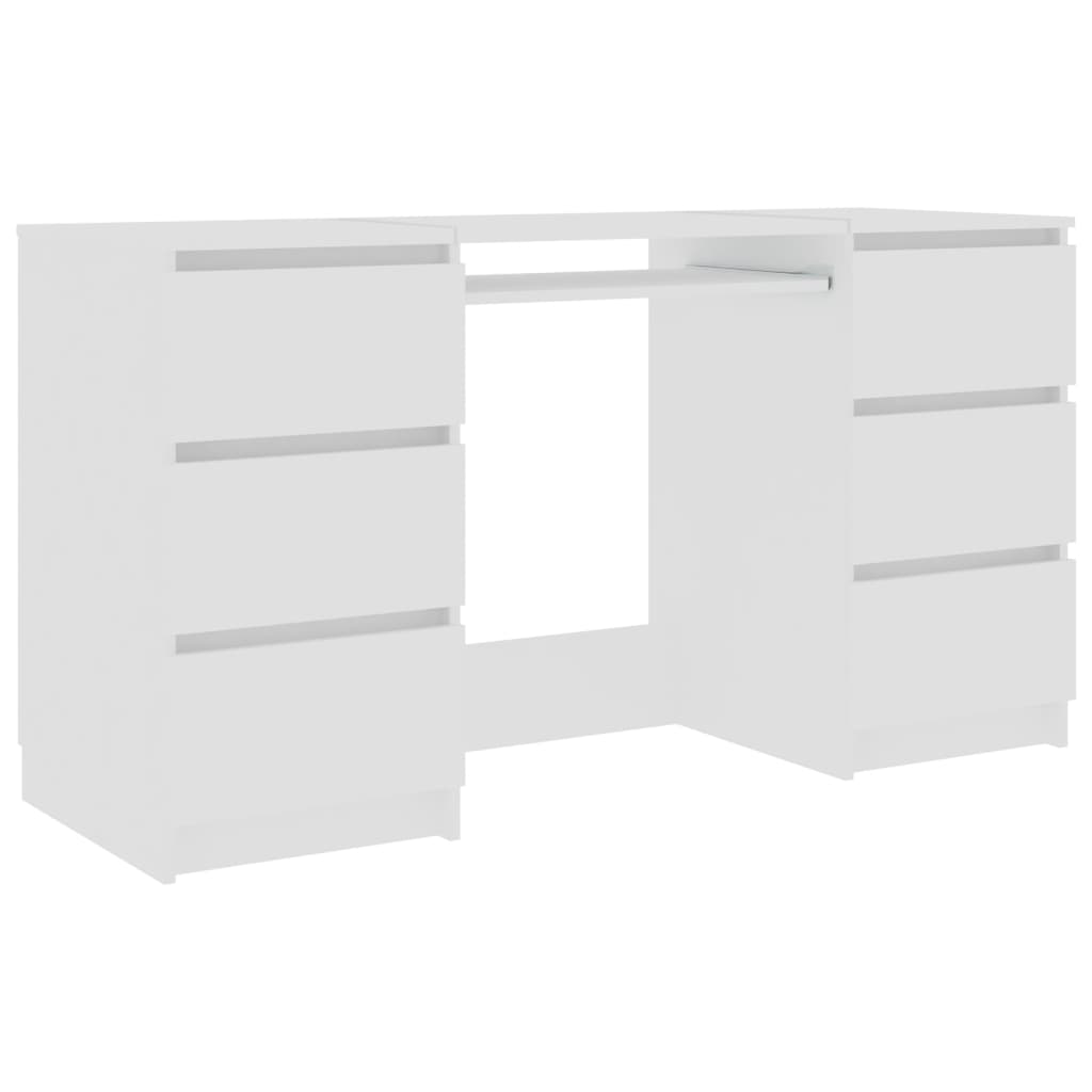 Schrijftafel 140x50x77 cm bewerkt hout wit is nu te koop bij PeponiXL, paradijselijk wonen!