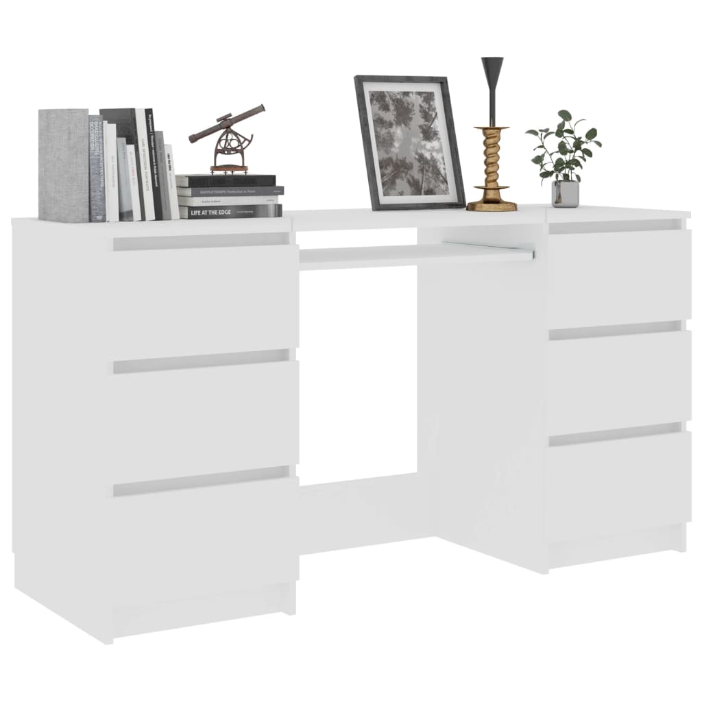 Schrijftafel 140x50x77 cm bewerkt hout wit is nu te koop bij PeponiXL, paradijselijk wonen!