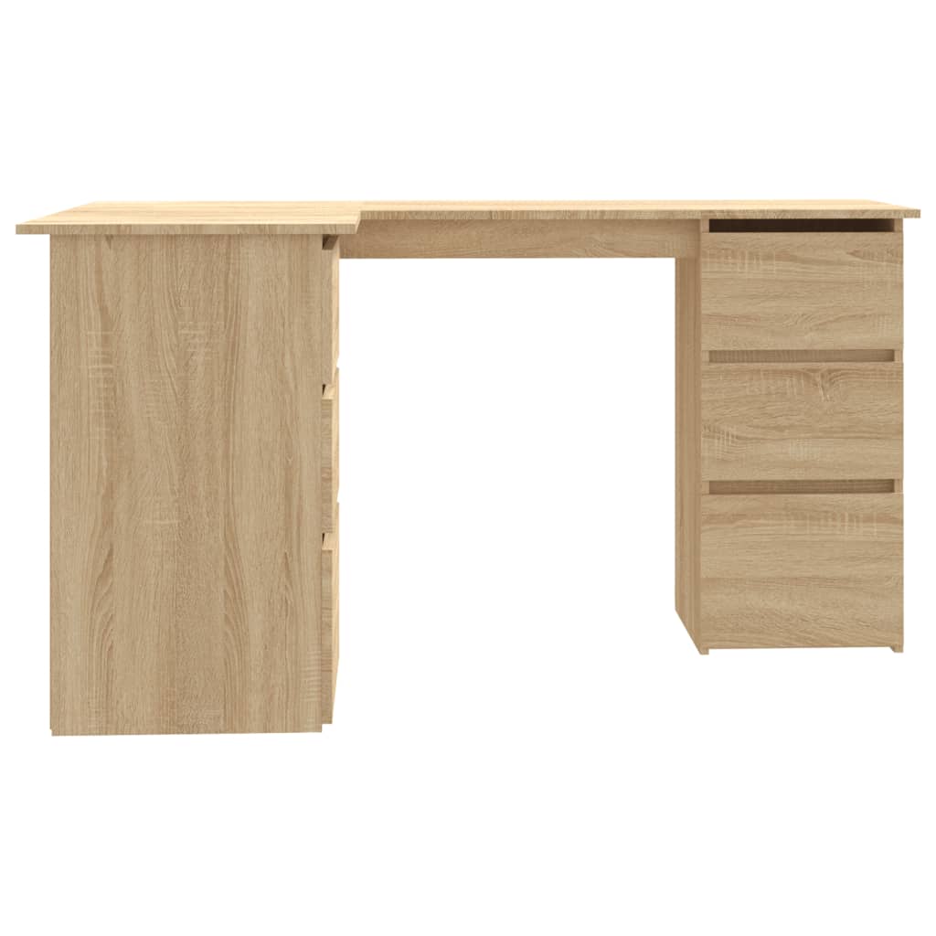 Hoekbureau 145x100x76 cm bewerkt hout sonoma eikenkleurig is nu te koop bij PeponiXL, paradijselijk wonen!