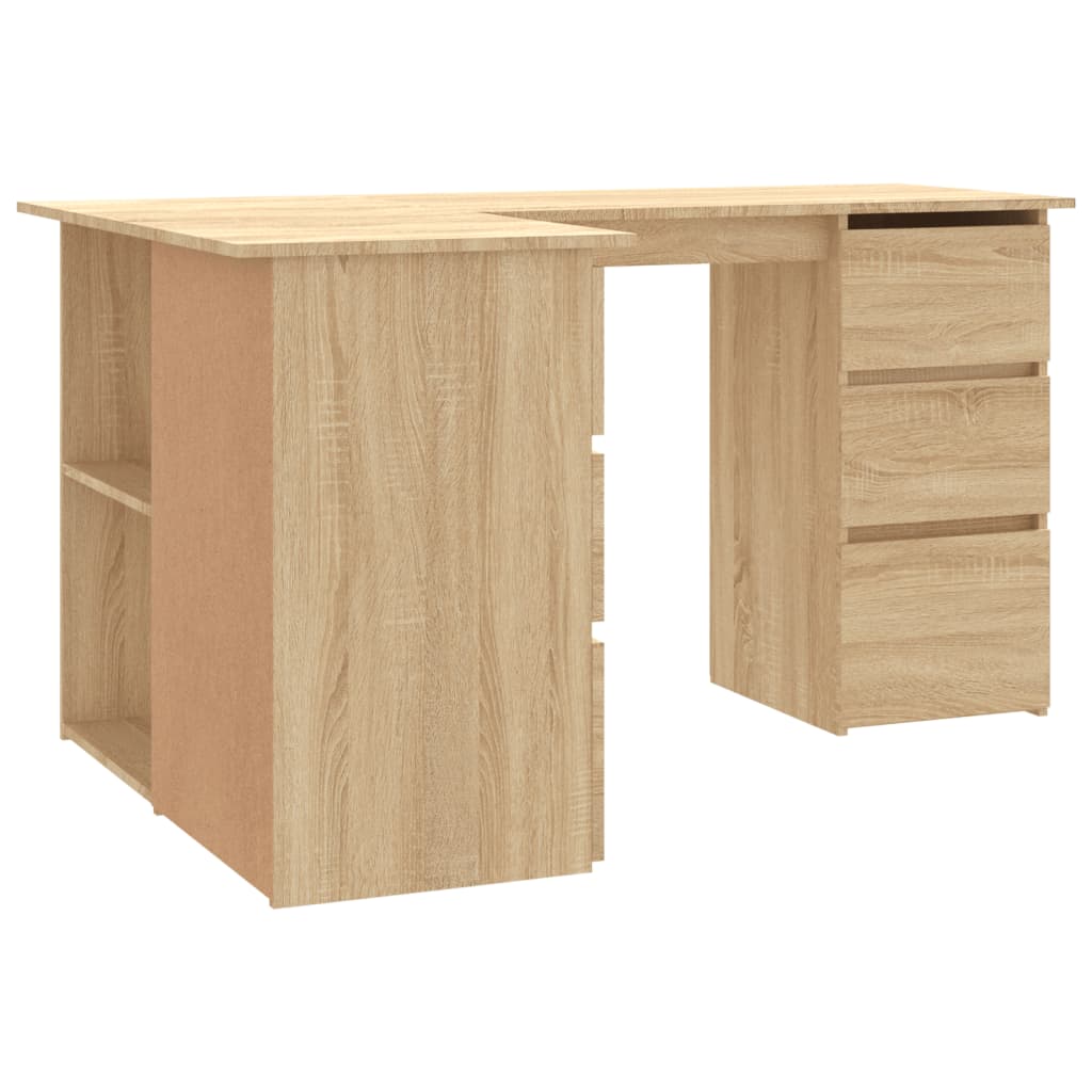 Hoekbureau 145x100x76 cm bewerkt hout sonoma eikenkleurig is nu te koop bij PeponiXL, paradijselijk wonen!