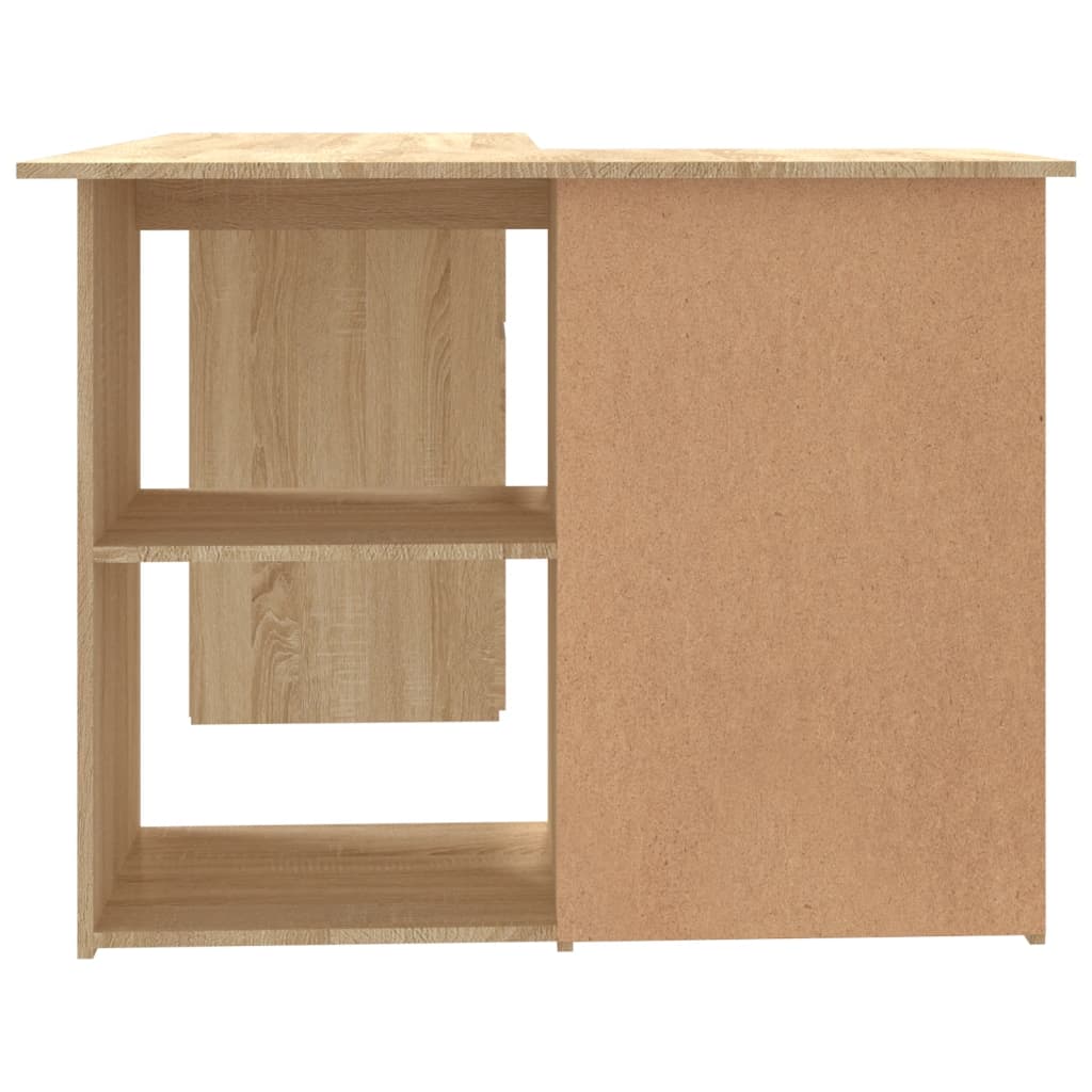 Hoekbureau 145x100x76 cm bewerkt hout sonoma eikenkleurig is nu te koop bij PeponiXL, paradijselijk wonen!