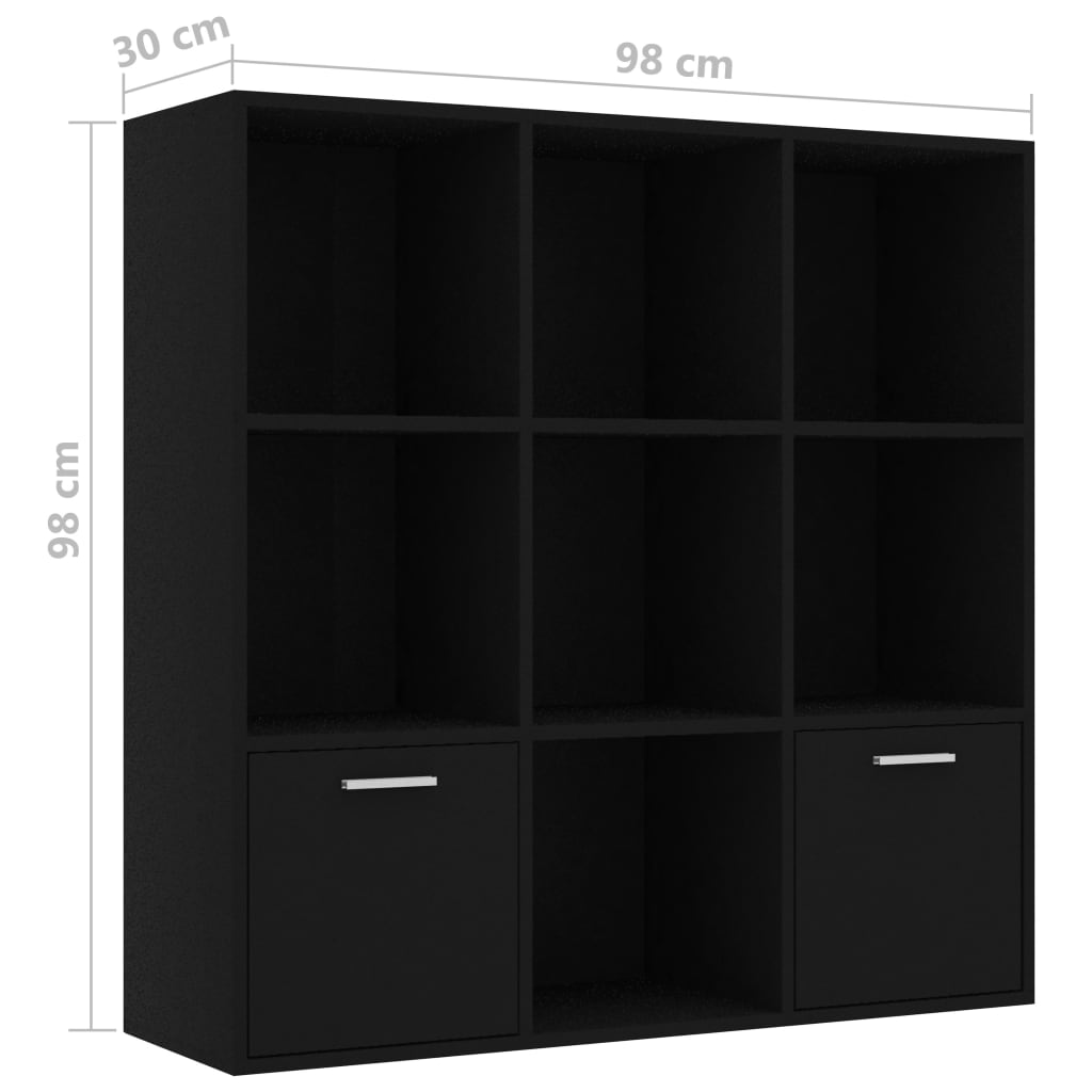 Boekenkast 98x30x98 cm bewerkt hout zwart is nu te koop bij PeponiXL, paradijselijk wonen!