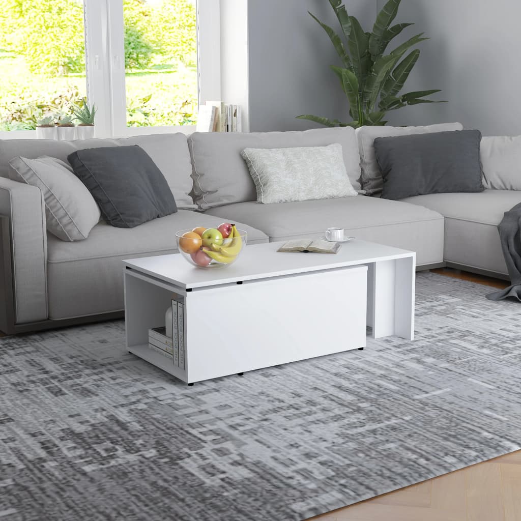 Salontafel 150x50x35 cm bewerkt hout wit is nu te koop bij PeponiXL, paradijselijk wonen!
