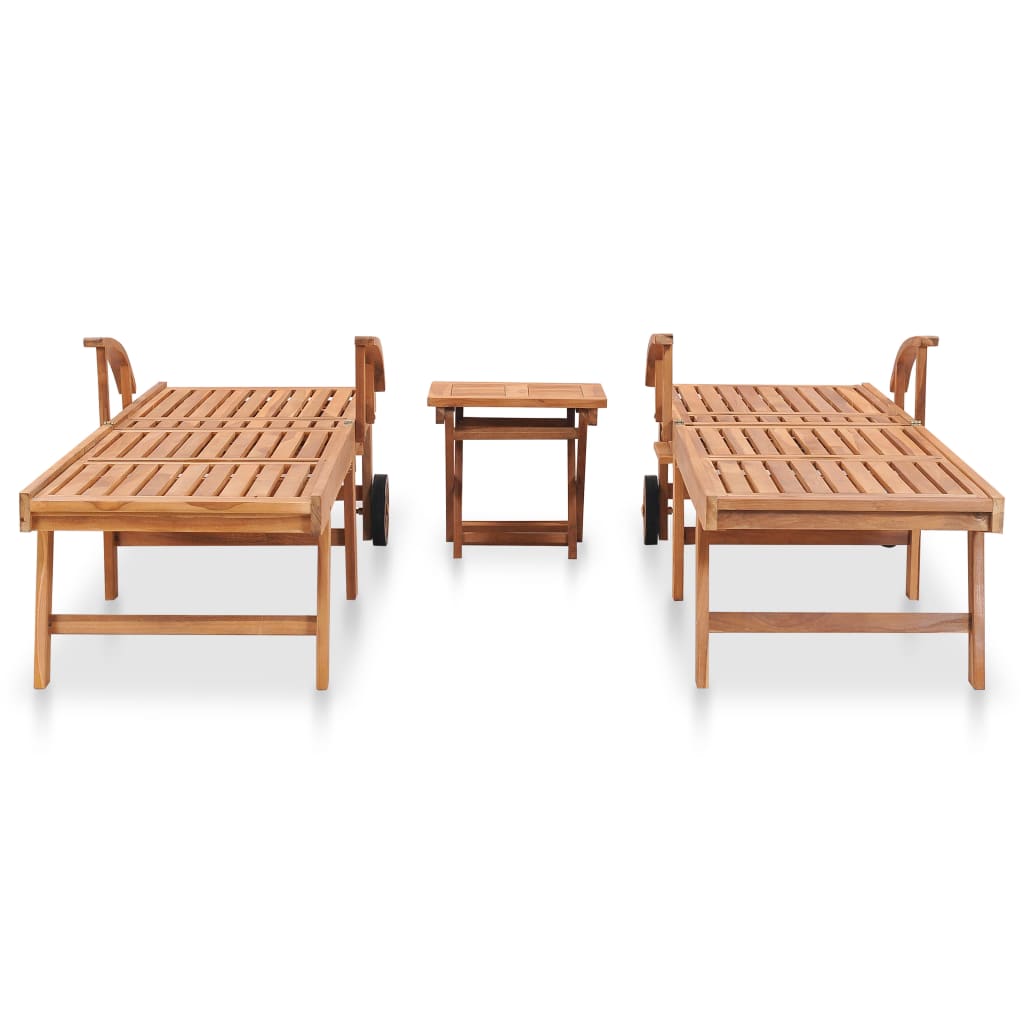 Ligbedden 2 st met tafel massief teakhout is nu te koop bij PeponiXL, paradijselijk wonen!