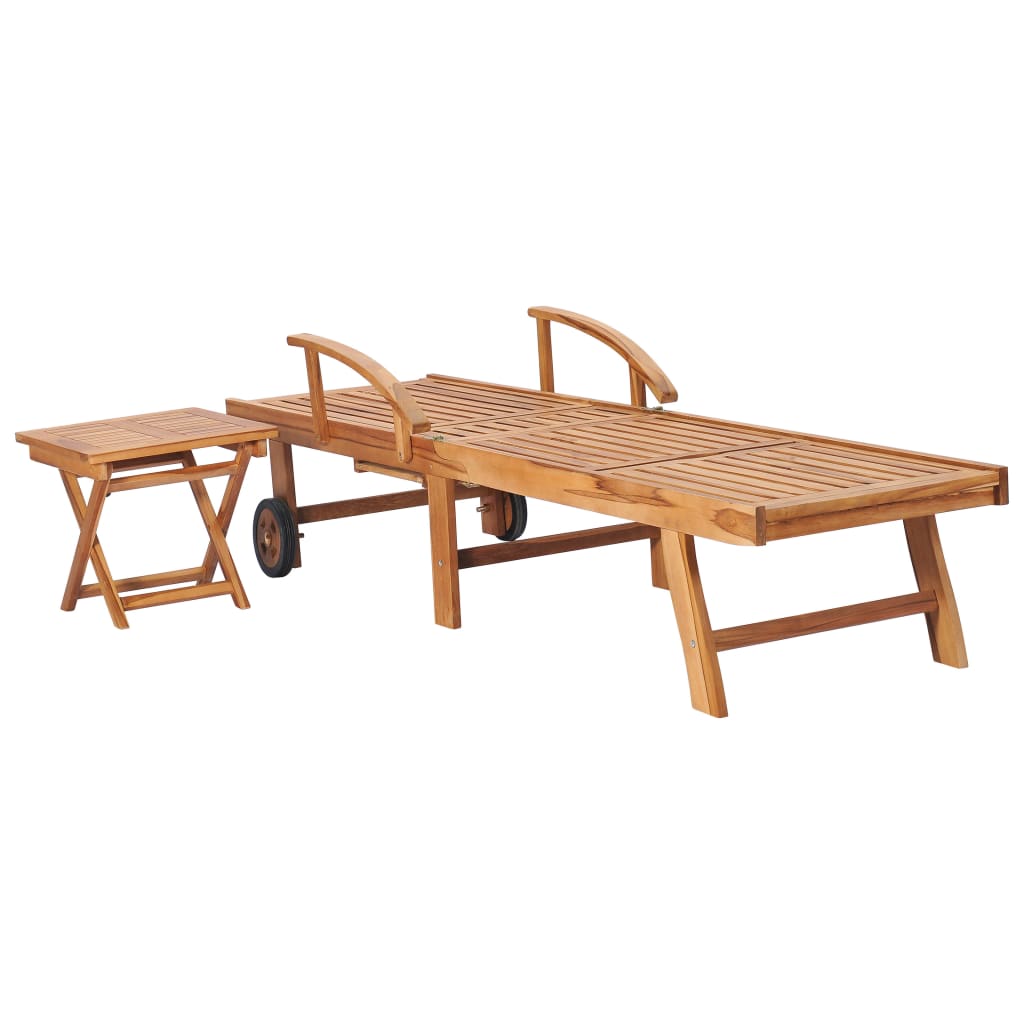 Ligbedden 2 st met tafel massief teakhout is nu te koop bij PeponiXL, paradijselijk wonen!