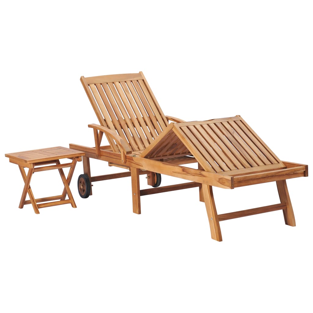 Ligbedden 2 st met tafel massief teakhout is nu te koop bij PeponiXL, paradijselijk wonen!