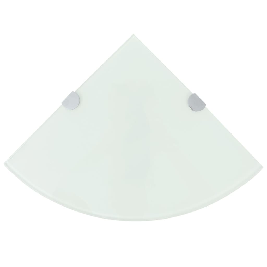 Hoekschappen 2 st met chromen dragers 35x35 cm glas wit is nu te koop bij PeponiXL, paradijselijk wonen!