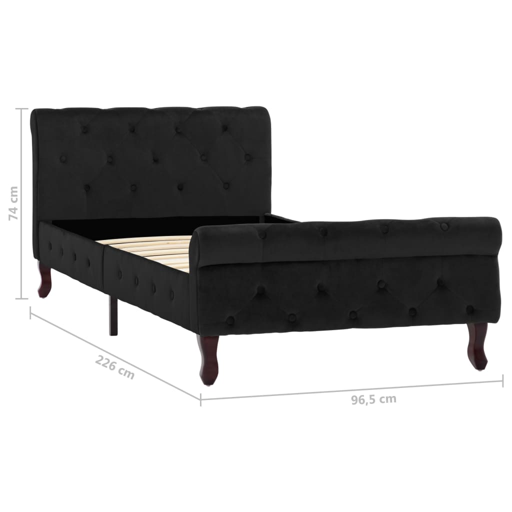 Bedframe fluweel zwart 90x200 cm is nu te koop bij PeponiXL, paradijselijk wonen!