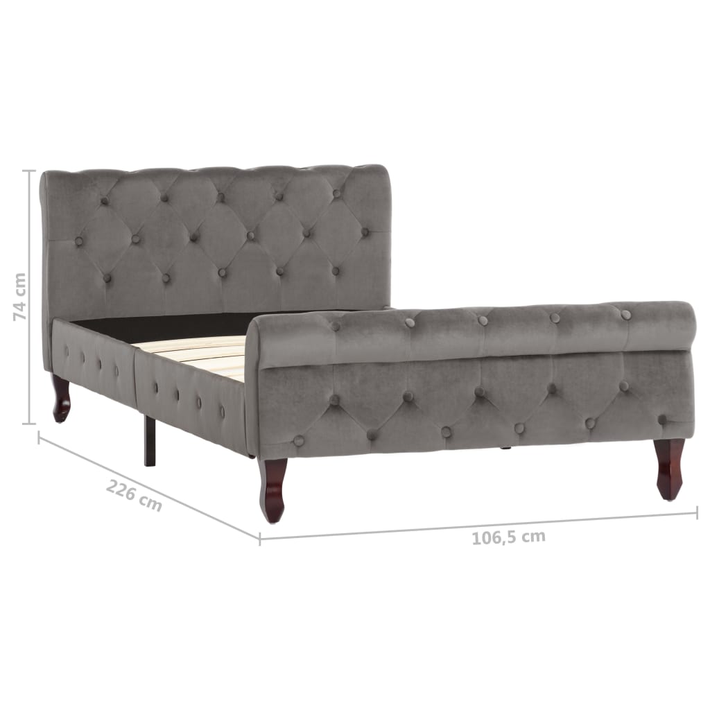 Bedframe fluweel grijs 100x200 cm is nu te koop bij PeponiXL, paradijselijk wonen!
