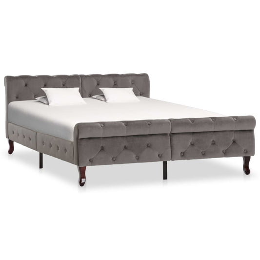 Bedframe fluweel grijs 140x200 cm is nu te koop bij PeponiXL, paradijselijk wonen!