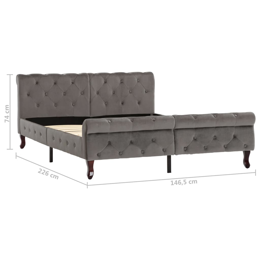 Bedframe fluweel grijs 140x200 cm is nu te koop bij PeponiXL, paradijselijk wonen!