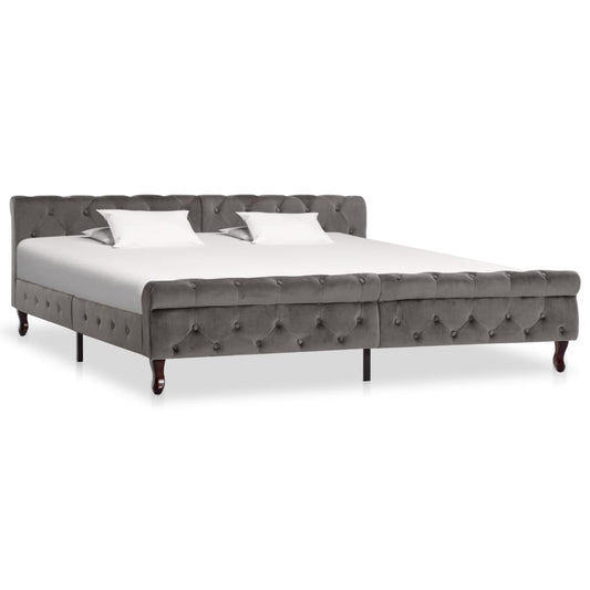 Bedframe fluweel grijs 200x200 cm is nu te koop bij PeponiXL, paradijselijk wonen!