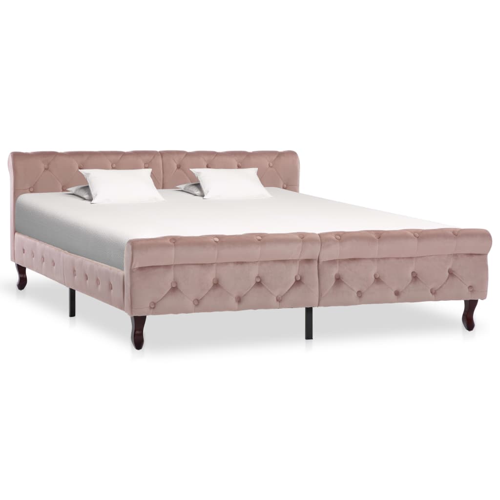 Bedframe fluweel roze 160x200 cm is nu te koop bij PeponiXL, paradijselijk wonen!