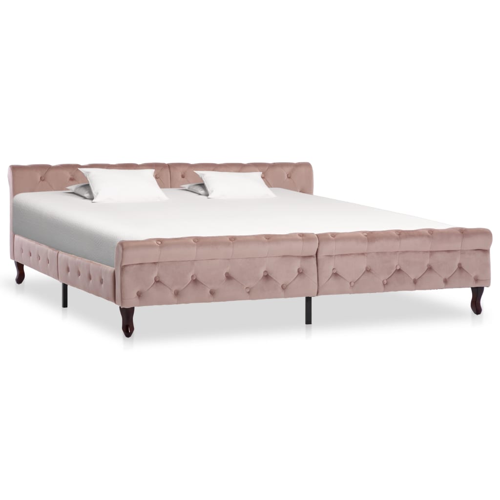 Bedframe fluweel roze 200x200 cm is nu te koop bij PeponiXL, paradijselijk wonen!