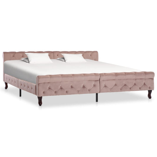 Bedframe fluweel roze 200x200 cm is nu te koop bij PeponiXL, paradijselijk wonen!