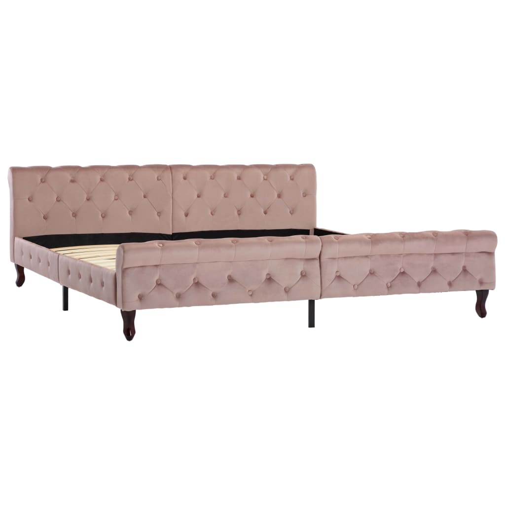 Bedframe fluweel roze 200x200 cm is nu te koop bij PeponiXL, paradijselijk wonen!
