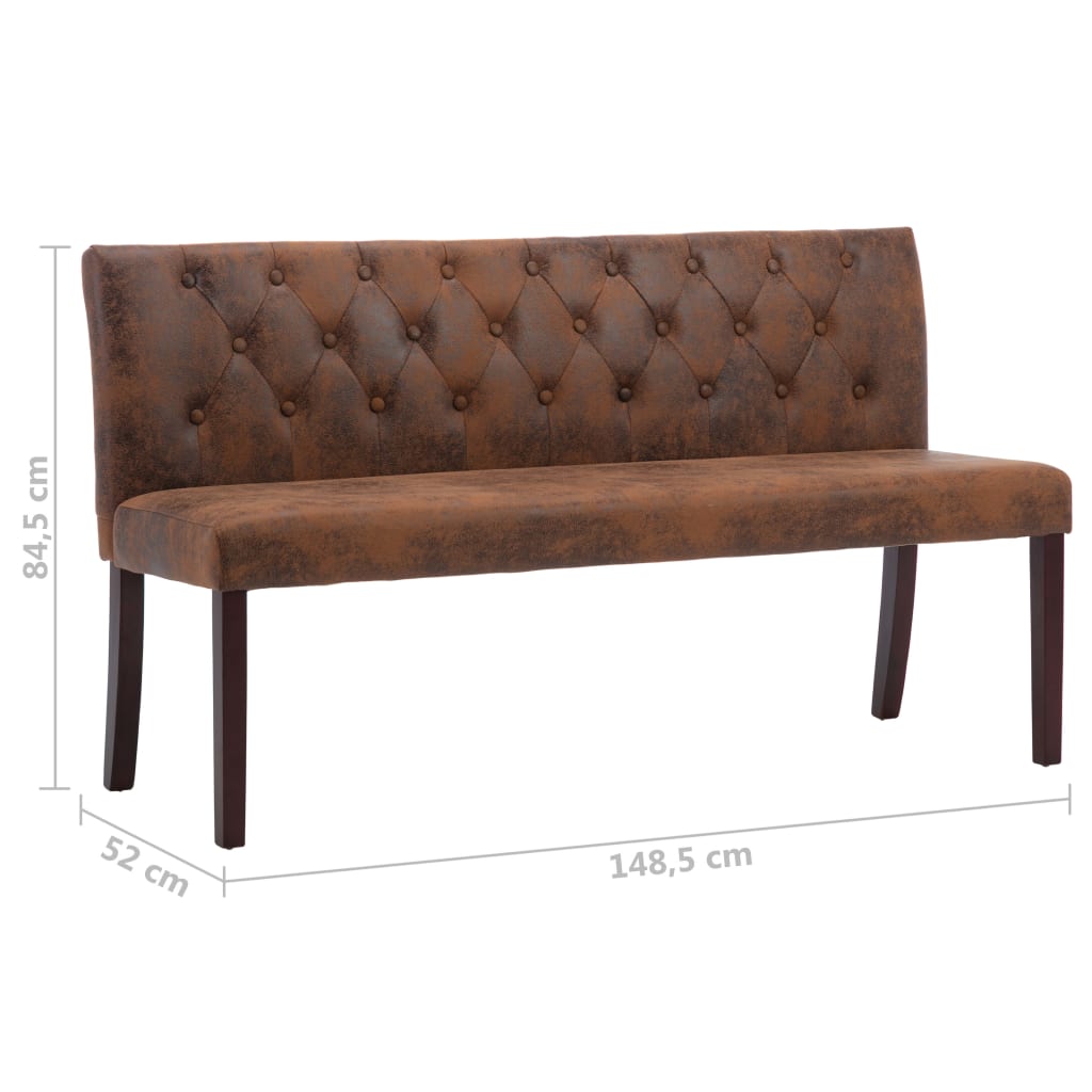 Bankje 148,5 cm kunstsuède bruin is nu te koop bij PeponiXL, paradijselijk wonen!