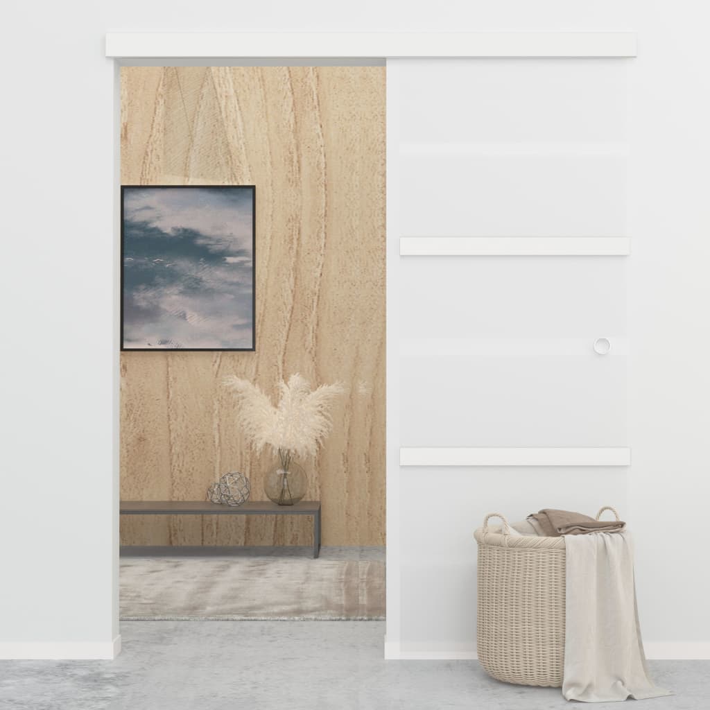 Schuifdeur 76x212 cm ESG-glas en aluminium zilverkleurig is nu te koop bij PeponiXL, paradijselijk wonen!