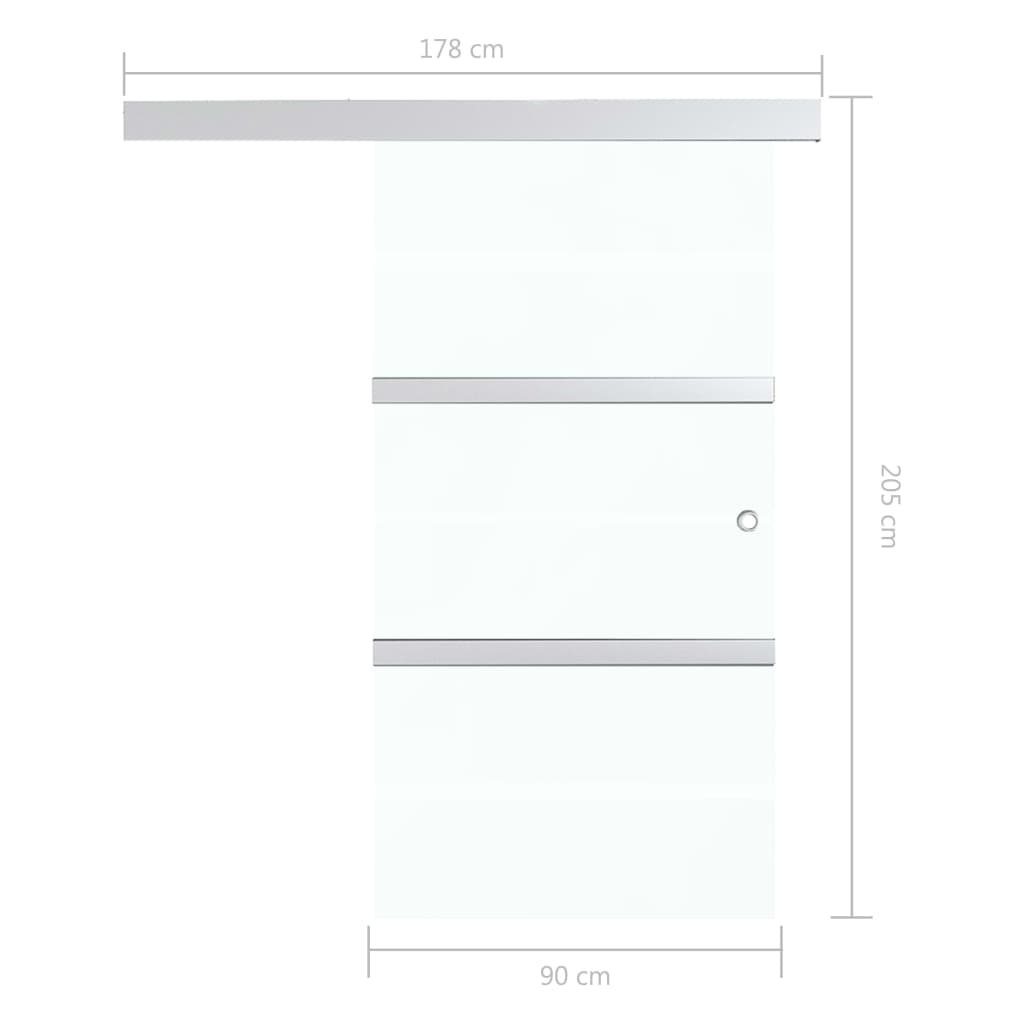 Schuifdeur 90x205 cm ESG-glas en aluminium zilverkleurig is nu te koop bij PeponiXL, paradijselijk wonen!