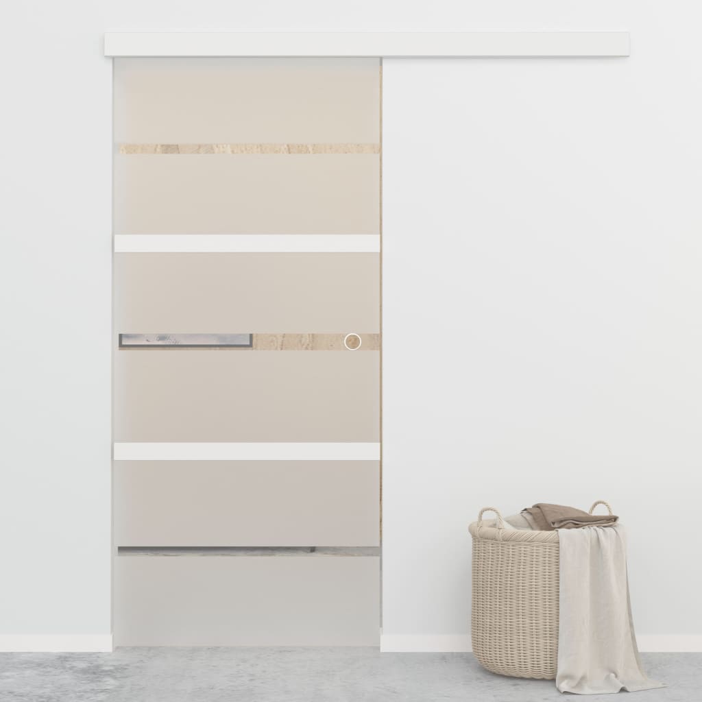 Schuifdeur 90x205 cm ESG-glas en aluminium zilverkleurig is nu te koop bij PeponiXL, paradijselijk wonen!