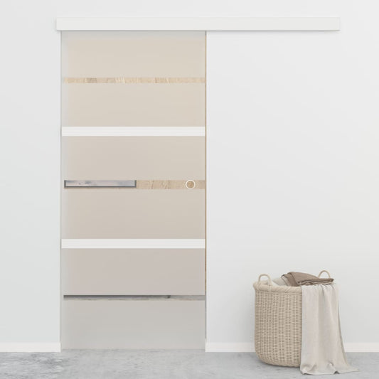 Schuifdeur 90x205 cm ESG-glas en aluminium zilverkleurig is nu te koop bij PeponiXL, paradijselijk wonen!
