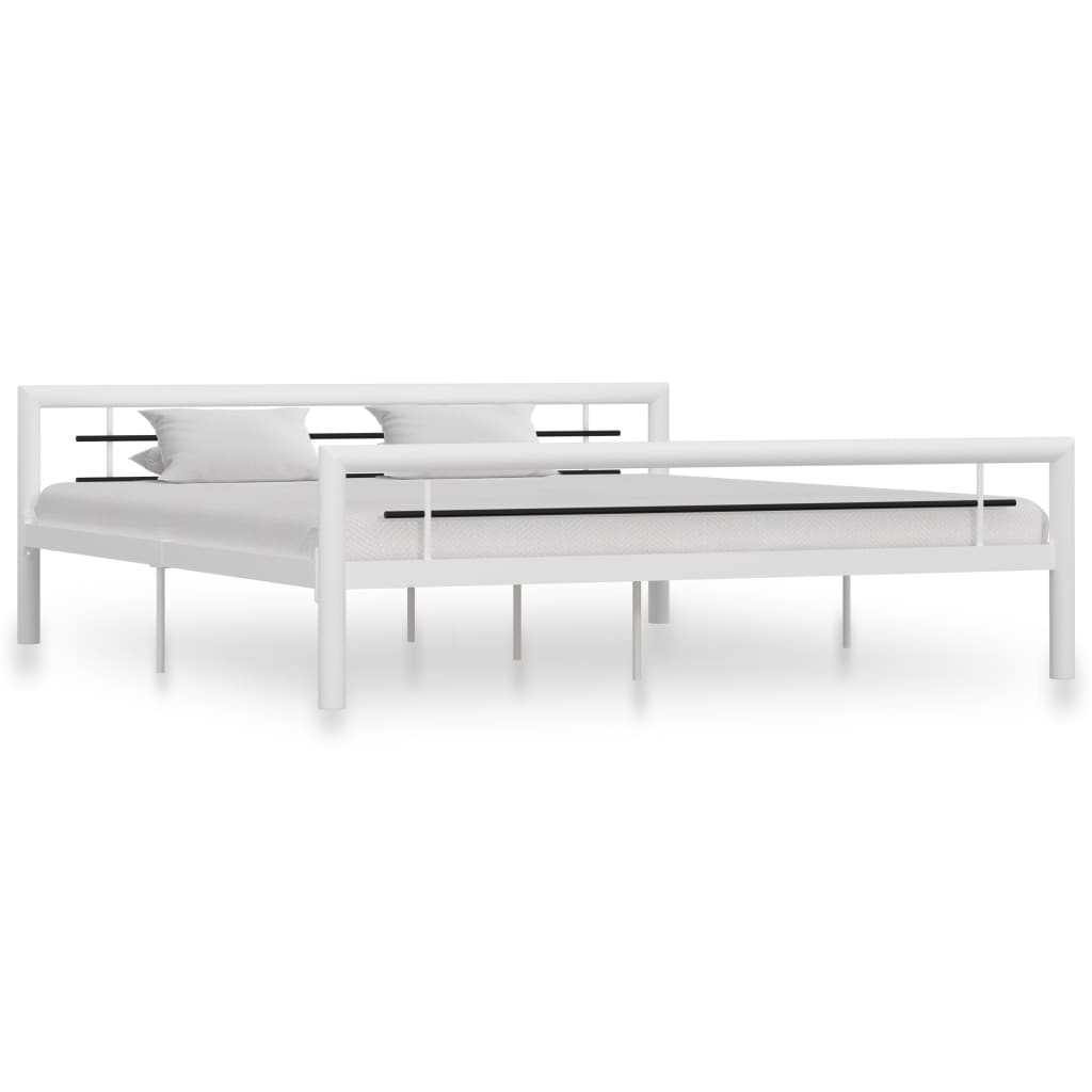 Bedframe metaal wit en zwart 180x200 cm is nu te koop bij PeponiXL, paradijselijk wonen!