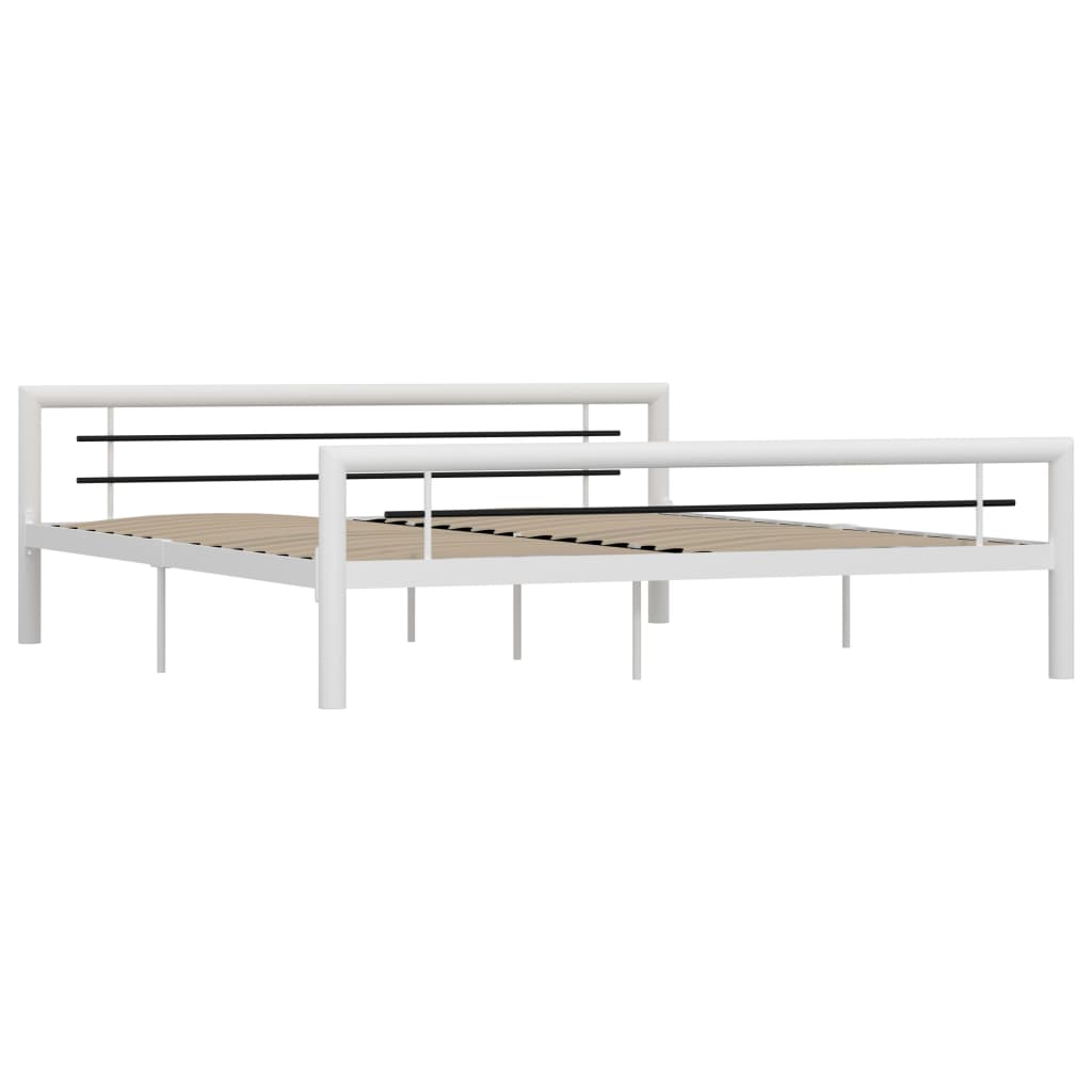 Bedframe metaal wit en zwart 180x200 cm is nu te koop bij PeponiXL, paradijselijk wonen!
