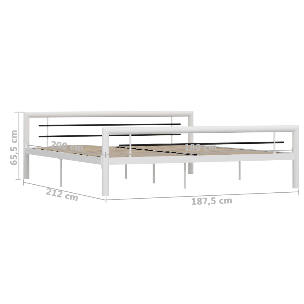 Bedframe metaal wit en zwart 180x200 cm is nu te koop bij PeponiXL, paradijselijk wonen!