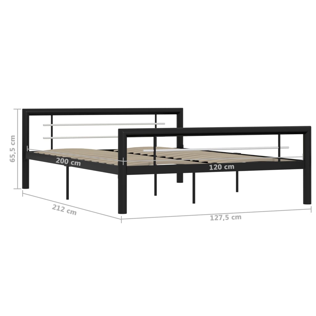 Bedframe metaal zwart en wit 120x200 cm is nu te koop bij PeponiXL, paradijselijk wonen!