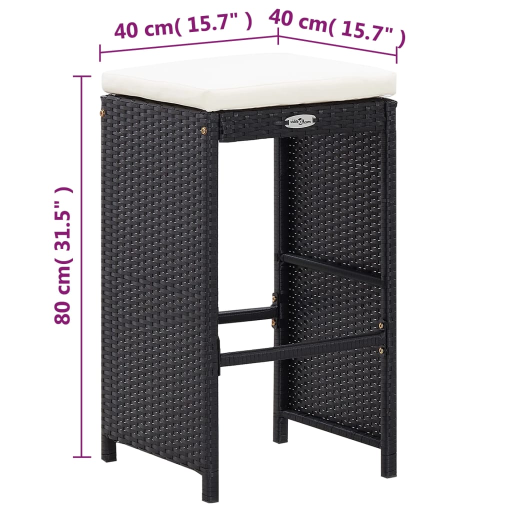 7-delige Tuinbarset met kussens poly rattan zwart is nu te koop bij PeponiXL, paradijselijk wonen!
