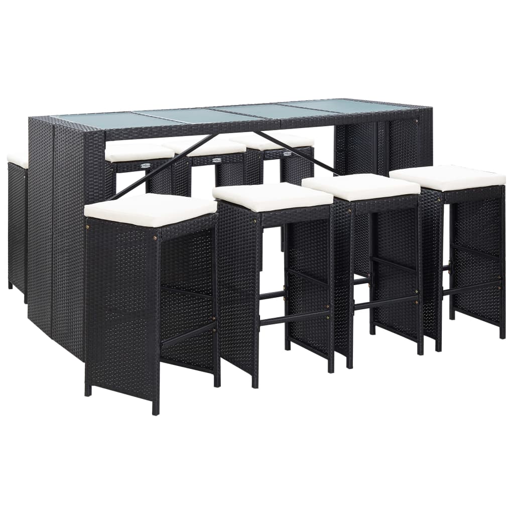 9-delige Tuinbarset poly rattan zwart is nu te koop bij PeponiXL, paradijselijk wonen!