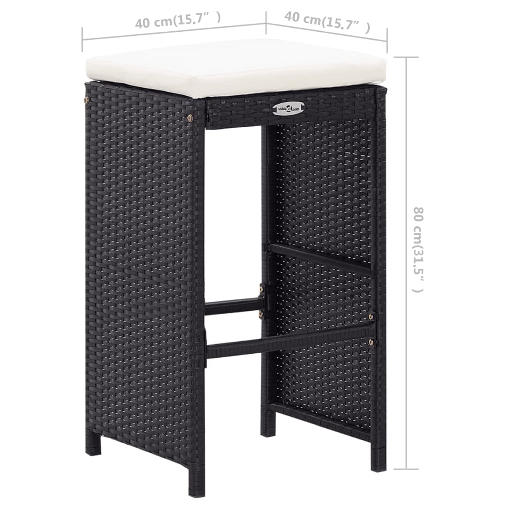 9-delige Tuinbarset poly rattan zwart is nu te koop bij PeponiXL, paradijselijk wonen!