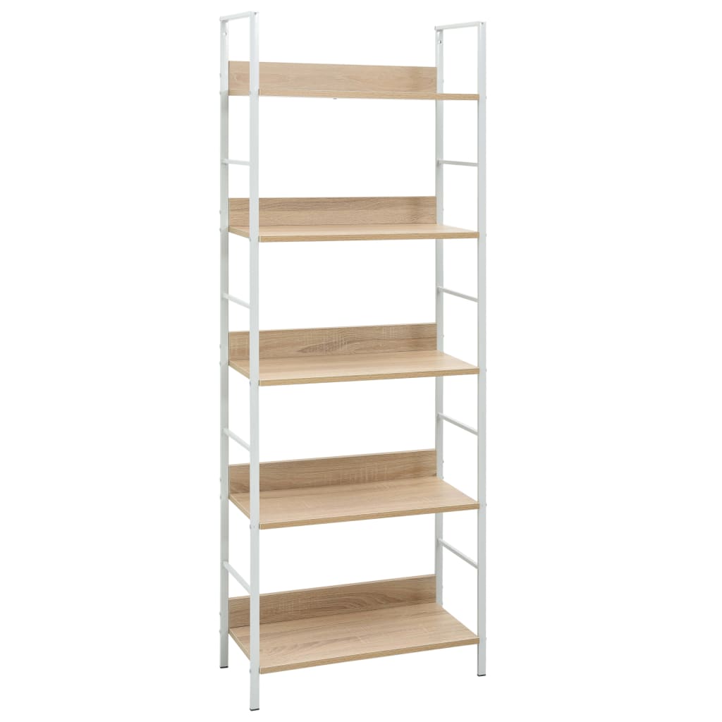Boekenkast 5 schappen 60x27,6x158,5 cm bewerkt hout eikenkleur is nu te koop bij PeponiXL, paradijselijk wonen!