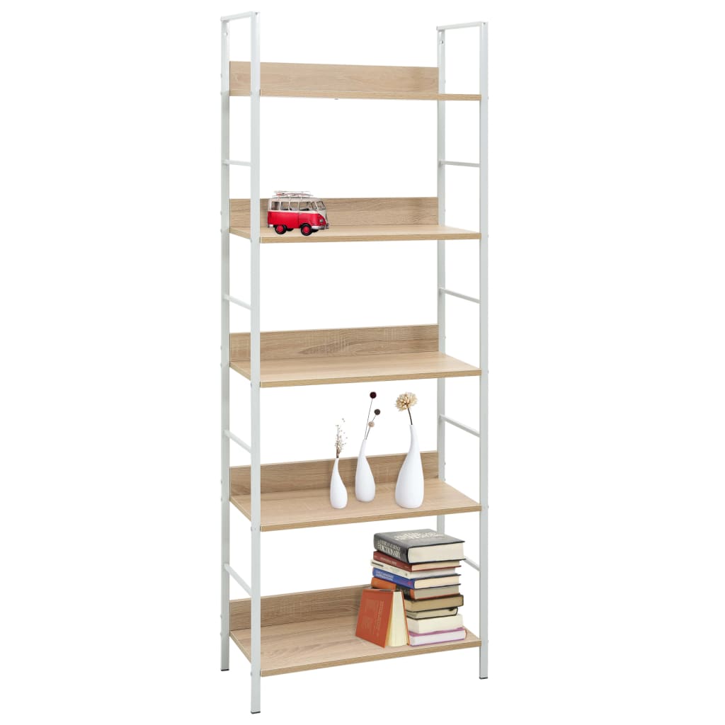 Boekenkast 5 schappen 60x27,6x158,5 cm bewerkt hout eikenkleur is nu te koop bij PeponiXL, paradijselijk wonen!