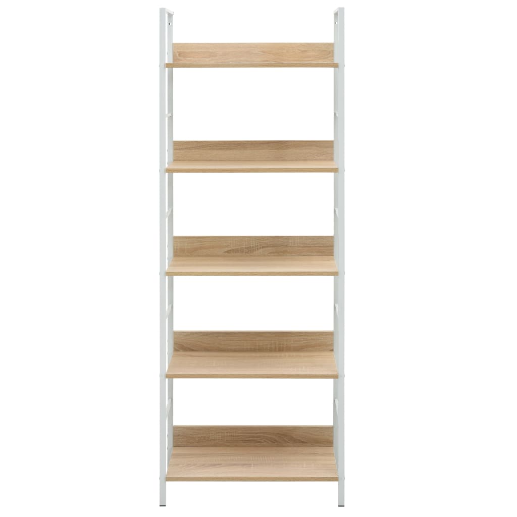 Boekenkast 5 schappen 60x27,6x158,5 cm bewerkt hout eikenkleur is nu te koop bij PeponiXL, paradijselijk wonen!