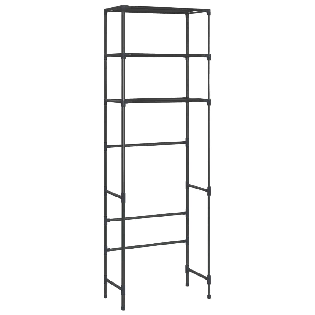 Opbergrek voor boven toilet 3-laags 53x28x169 cm zwart is nu te koop bij PeponiXL, paradijselijk wonen!
