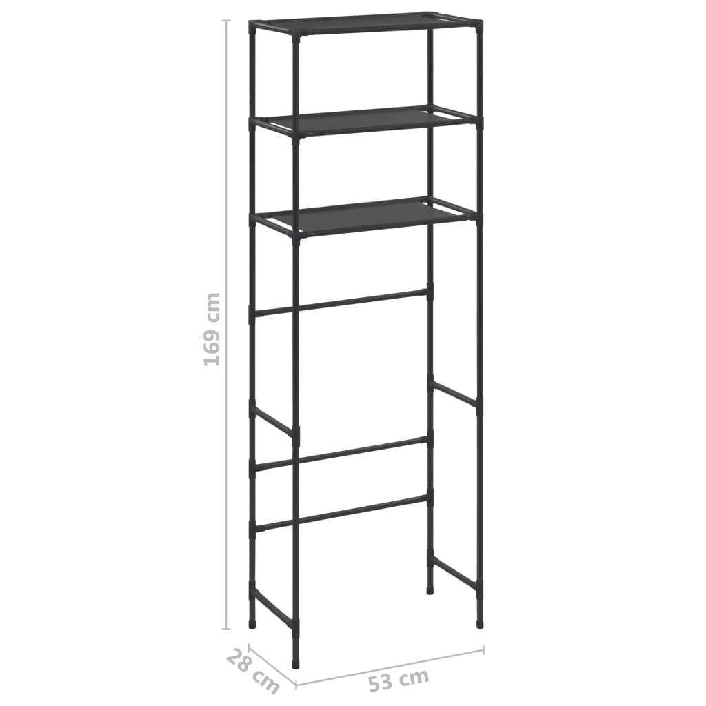 Opbergrek voor boven toilet 3-laags 53x28x169 cm zwart is nu te koop bij PeponiXL, paradijselijk wonen!