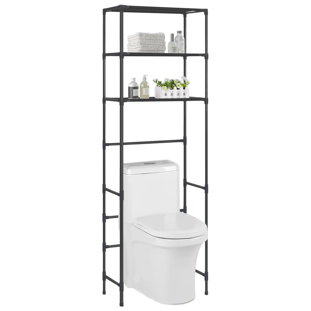 Opbergrek voor boven toilet 3-laags 53x28x169 cm zwart is nu te koop bij PeponiXL, paradijselijk wonen!