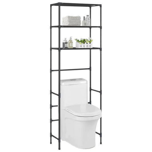 Opbergrek voor boven toilet 3-laags 53x28x169 cm zwart is nu te koop bij PeponiXL, paradijselijk wonen!