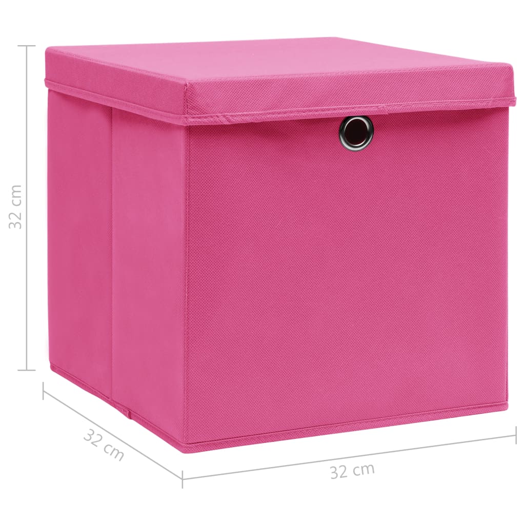 Opbergboxen met deksel 10 st 32x32x32 cm stof roze is nu te koop bij PeponiXL, paradijselijk wonen!