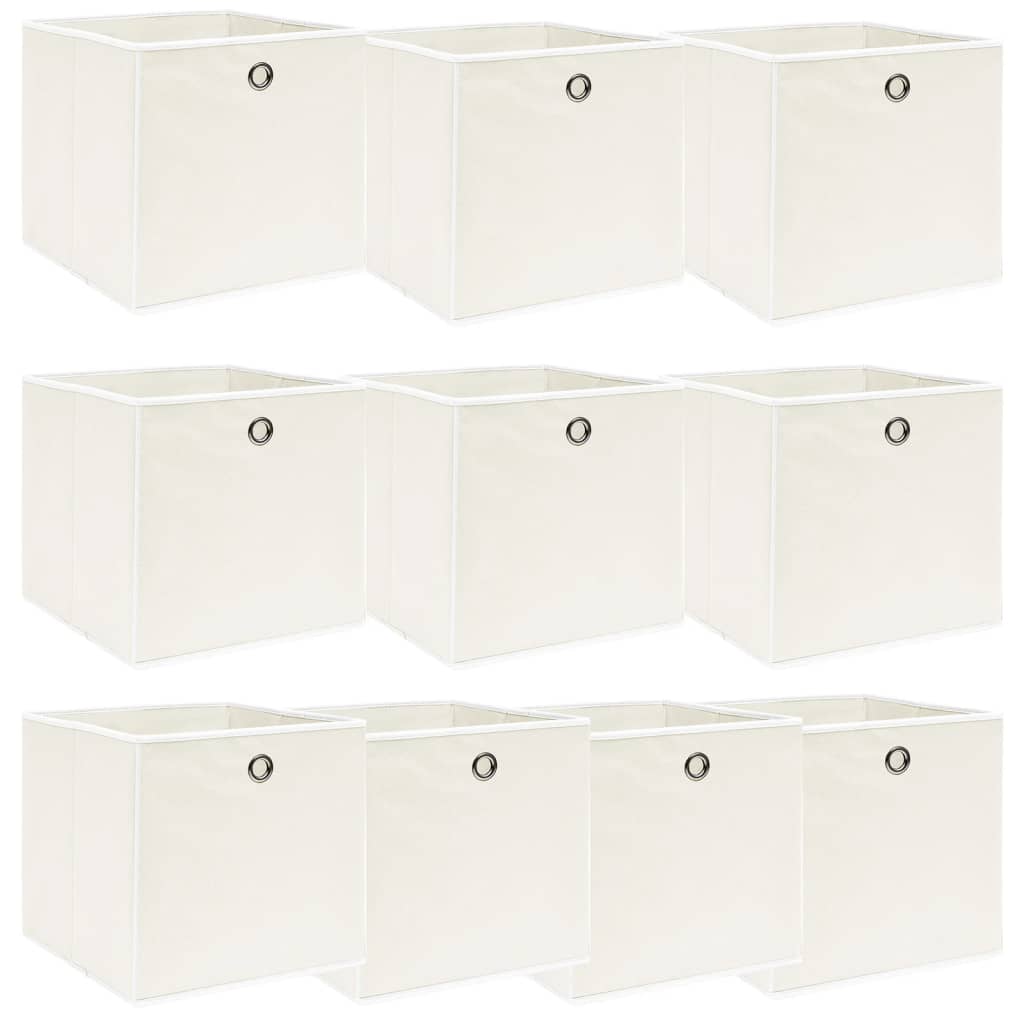 Opbergboxen 10 st 32x32x32 cm stof wit is nu te koop bij PeponiXL, paradijselijk wonen!