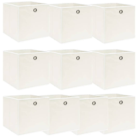 Opbergboxen 10 st 32x32x32 cm stof wit is nu te koop bij PeponiXL, paradijselijk wonen!