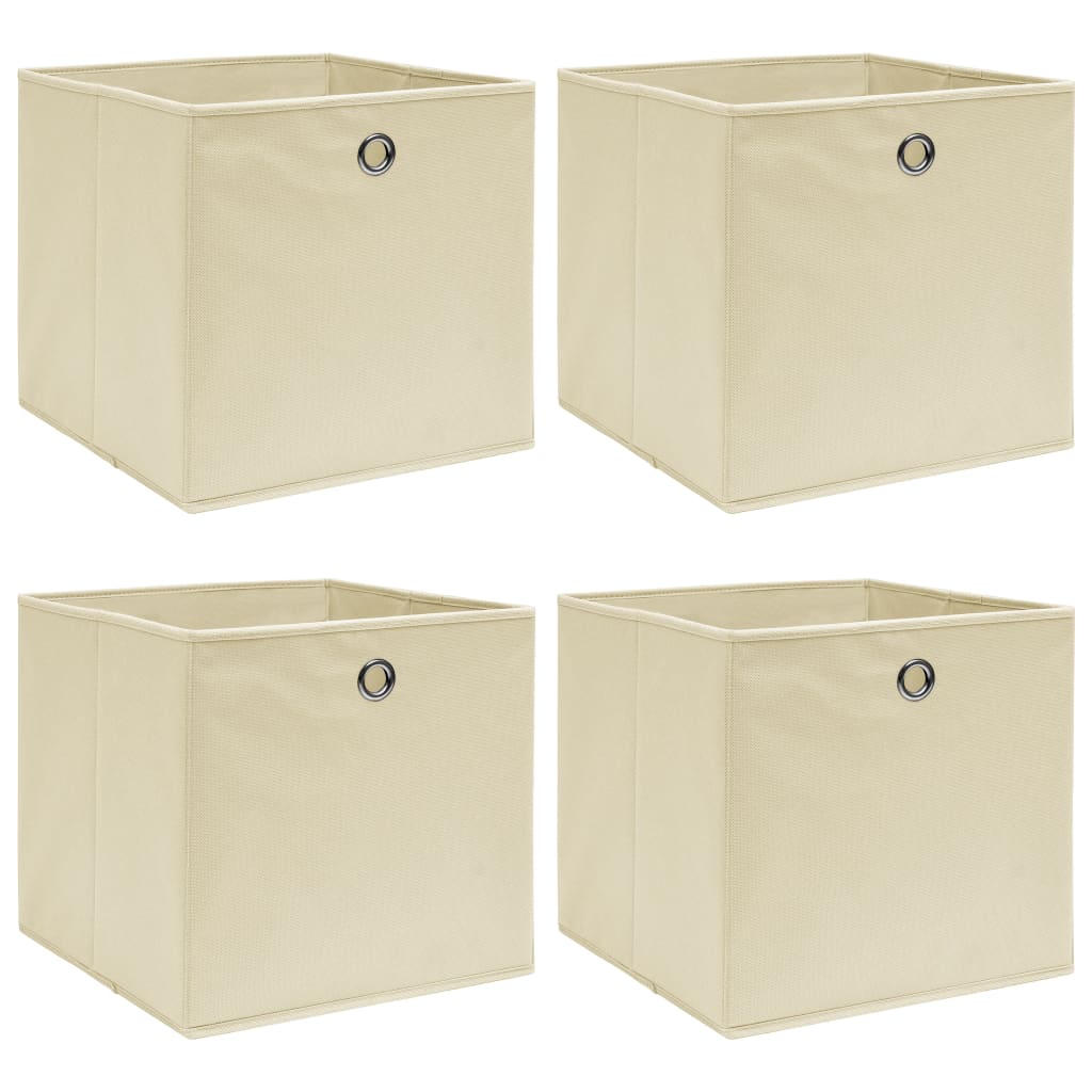 Opbergboxen 4 st 32x32x32 cm stof crèmekleurig is nu te koop bij PeponiXL, paradijselijk wonen!