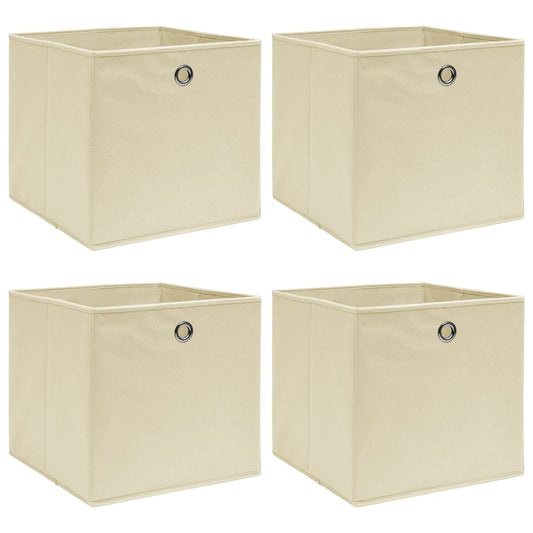 Opbergboxen 4 st 32x32x32 cm stof crèmekleurig is nu te koop bij PeponiXL, paradijselijk wonen!