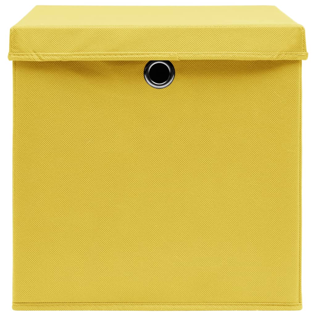 Opbergboxen met deksel 10 st 32x32x32 cm stof geel is nu te koop bij PeponiXL, paradijselijk wonen!