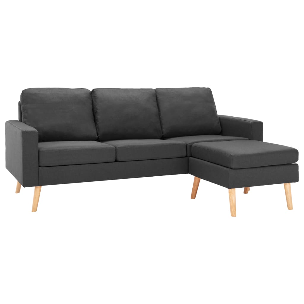 Driezitsbank met voetenbank stof donkergrijs is nu te koop bij PeponiXL, paradijselijk wonen!