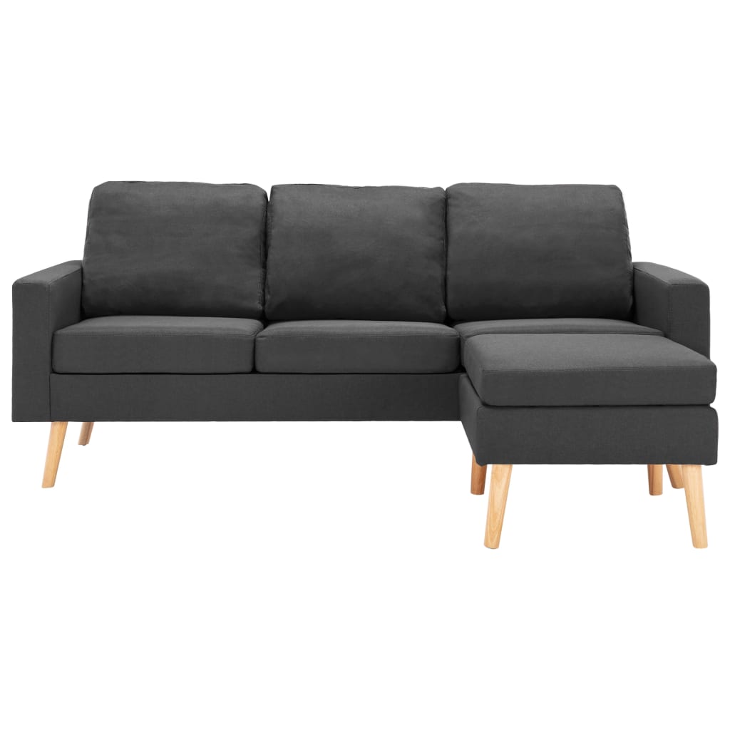 Driezitsbank met voetenbank stof donkergrijs is nu te koop bij PeponiXL, paradijselijk wonen!